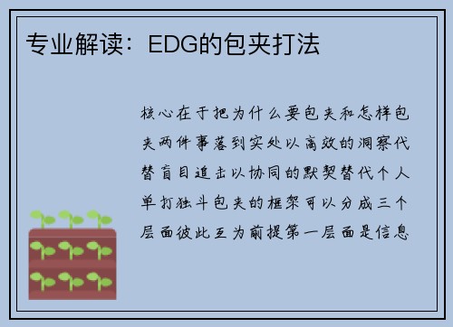 专业解读：EDG的包夹打法