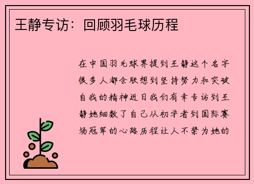 王静专访：回顾羽毛球历程
